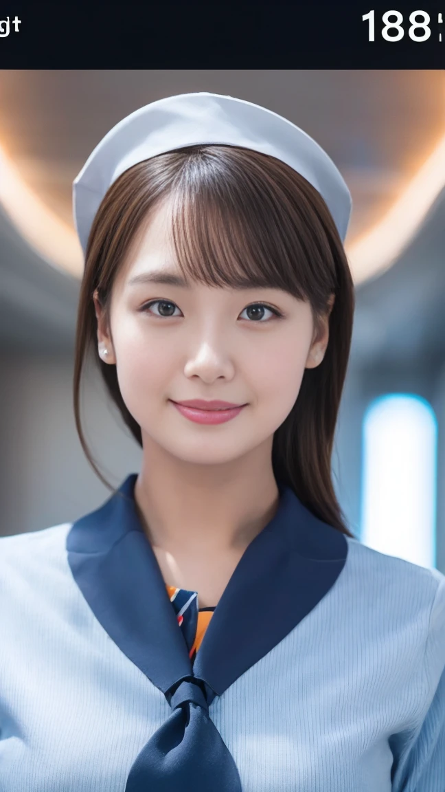 ((Flight attendant uniform))、22-year-old woman, RAW shooting, (realism: 1.8, Realistic), High-definition CG integrated 8K wallpaper, One Girl, (Headquarters Skin: 1.8, Glowing Skin)), 8K Ultra HD, Digital single-lens reflex camera, Soft lighting, high quality,