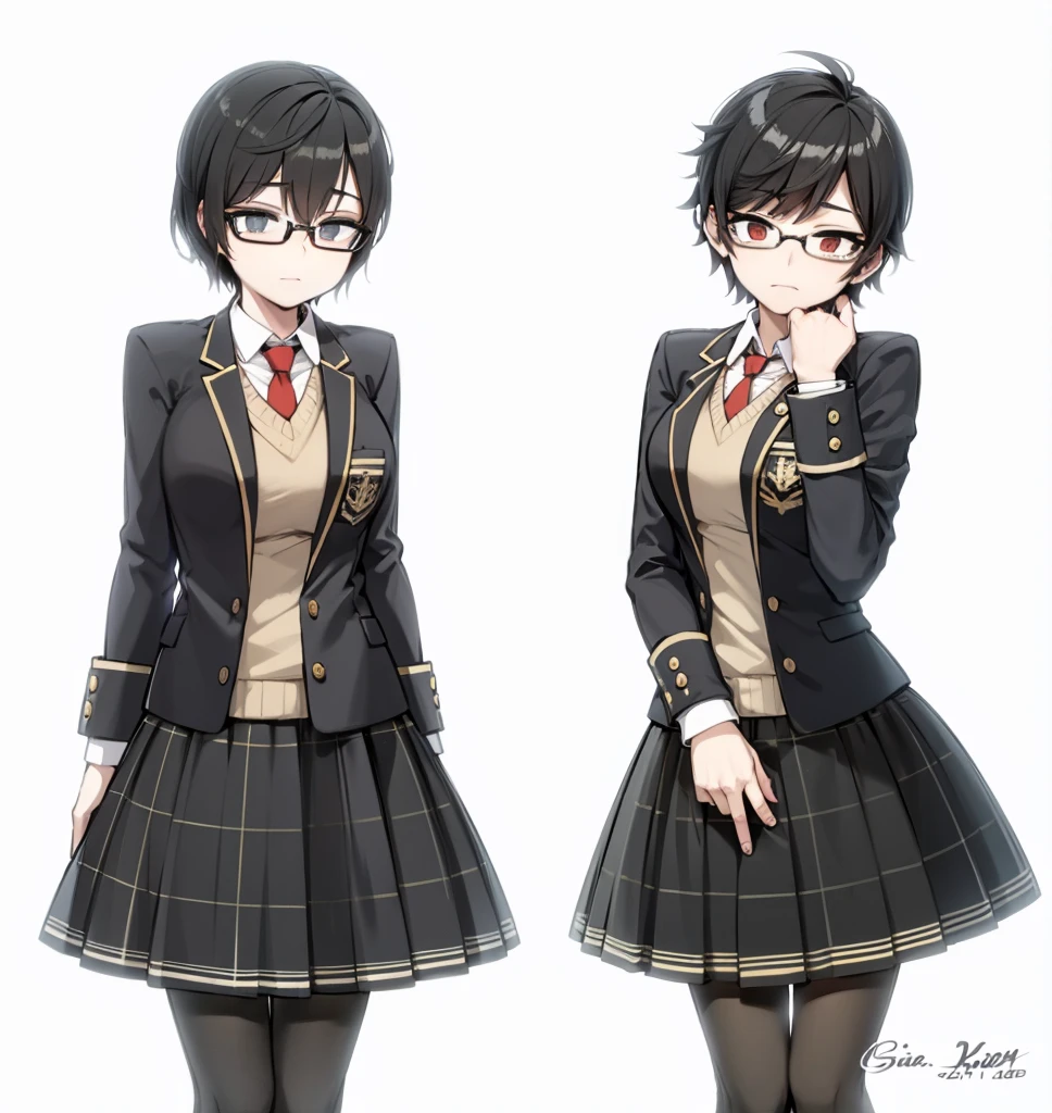 twins with short black hair and glasses,sad