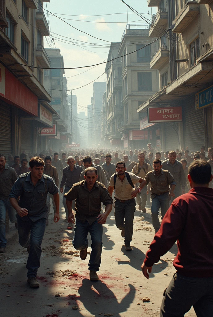 Violence is going on and people are being attacked by mobs and people are running away bleeding