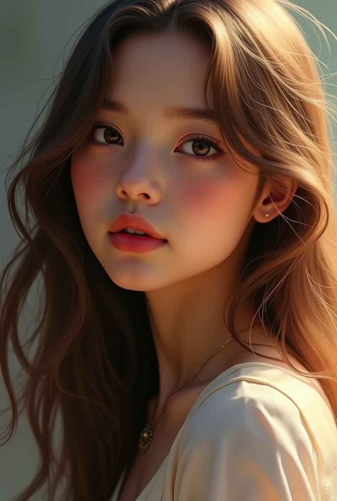 A age girl with brown hair