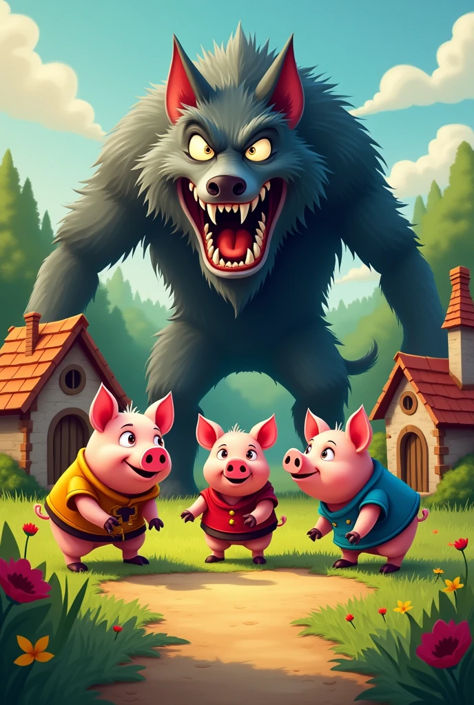The 3 little pigs and the wolf