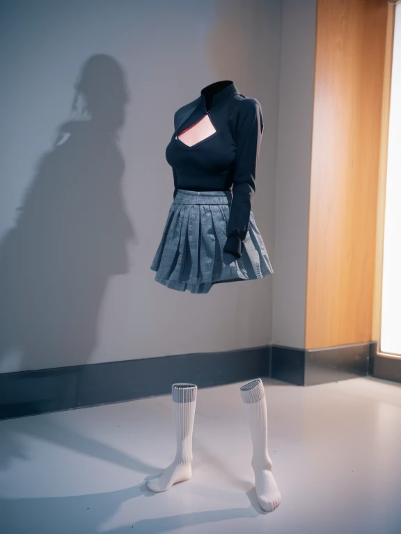 You can even see the feet, (Arch your back), Be patient with peeing, mini skirt, (From below), uniform, (can not see, No humans, Headless, Faceless:1.5), Cute big tits, (8k, RAW Photos, Highest quality, masterpiece:1.2), (Realistic, photo-Realistic:1.37), Photon Mapping, Radio City, ((Hasselblad Photography)), Physically Based Rendering, whole body, socks