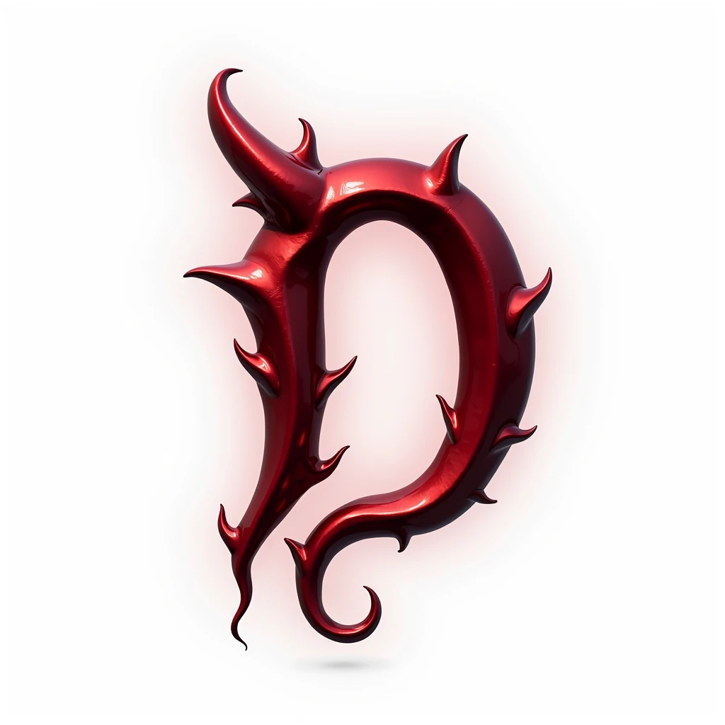 (logo design) sexy evil logo, a sexual striking red letter D, adorned with demon horns, and a sinuous demon tail extending from the base, dynamic and bold, emphasizing a dark theme, glossy finish, high-resolution, creating an impression of sexuality and power. White background. 