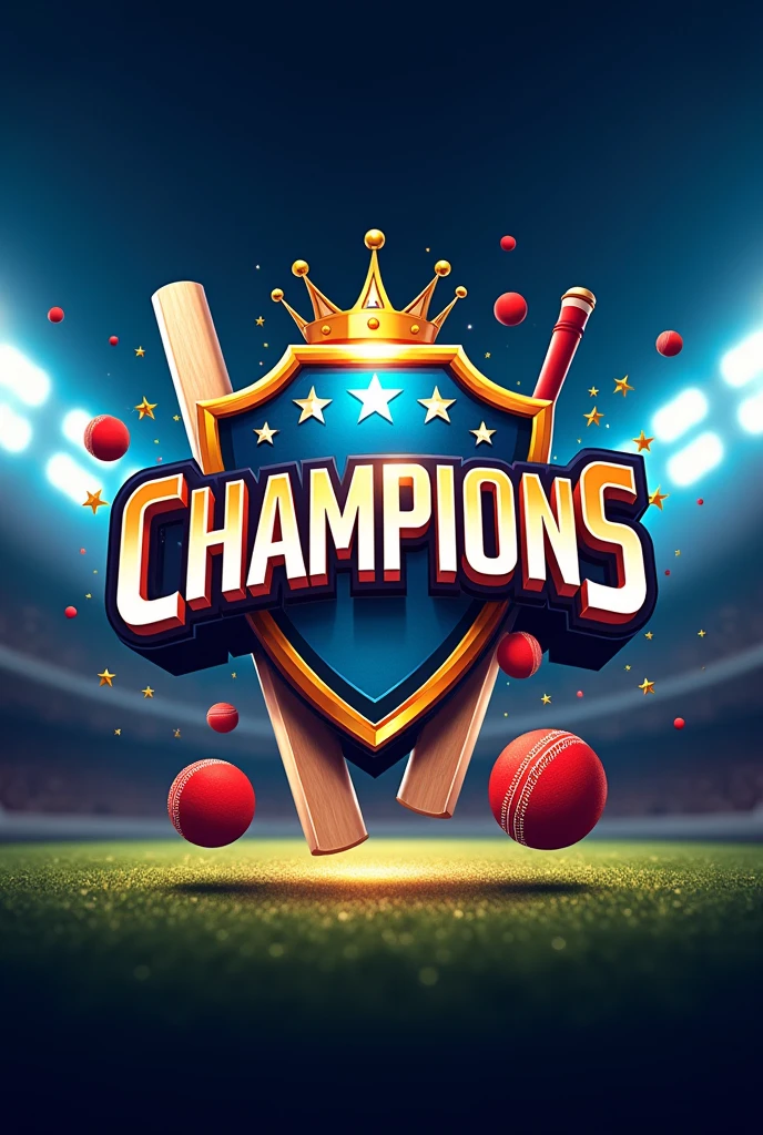 Create an banner for Cricket tournament with 'Champions' as logo