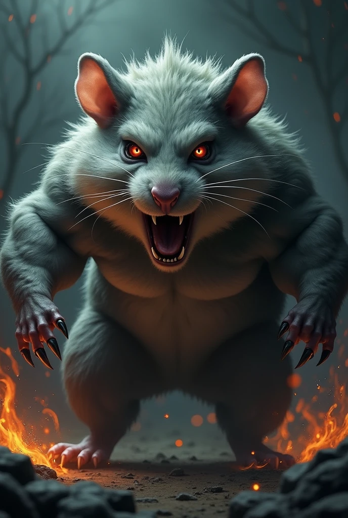 Very strong hamster make it look most strongest in universe make it demonic strong and not cute