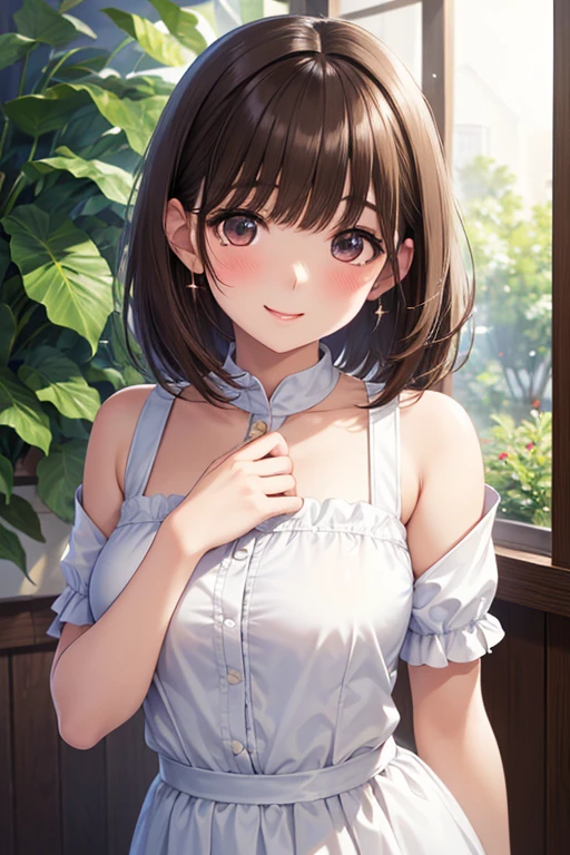 anegasaki nene、Shiny brown hair, short hair, (Beautiful brown eyes、Sparkling eyes, Fine grain)、smile、Ultra-detailed eyes、Highly detailed face, Highly detailed eyes,
(masterpiece, Highest quality, High resolution, 超High resolution, Pixel perfect, Depth of written boundary, 4K, RTTX 10.0, High resolution))),
(anime:1.2), (Highest quality:1.1), (masterpiece:1.1), (Absurd:1.0), Portraiture, close,
One girl, Bobcut, Brown Hair, bangs, blunt bangs, Medium chest, blush, smile, Happy, cute, Adorable,