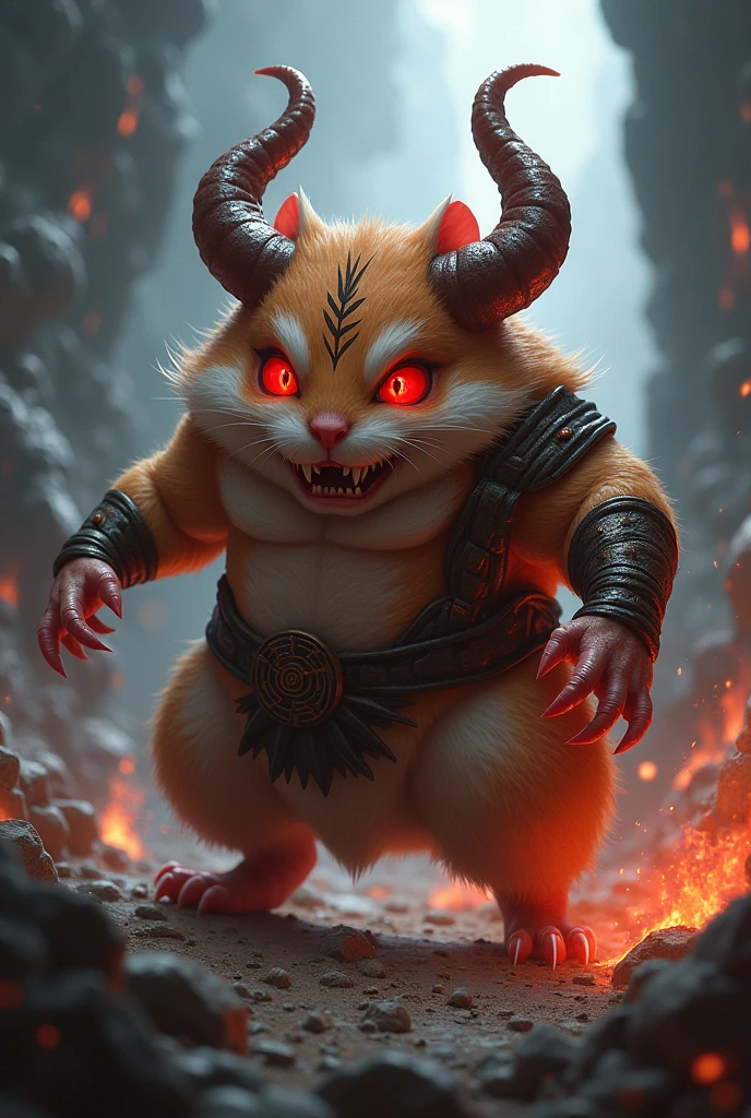Make hamster kombat character very strong and demonic