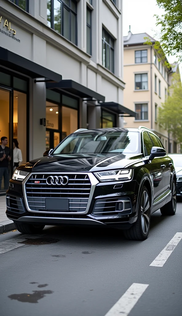 An AUDI Q7 parked in front of the office