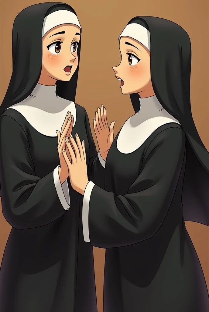 draw nuns and one half grateful to the others in animated style