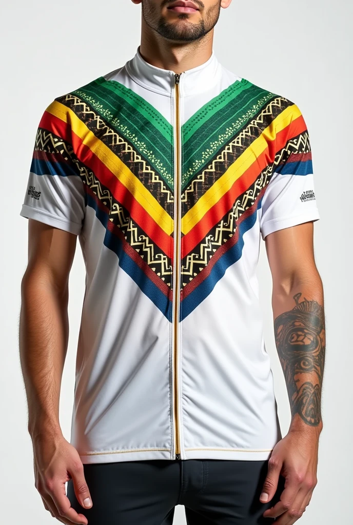A SPORT Amaru sports shirt in white, negro, green, yellow, red, Blue Native Pistha Design
