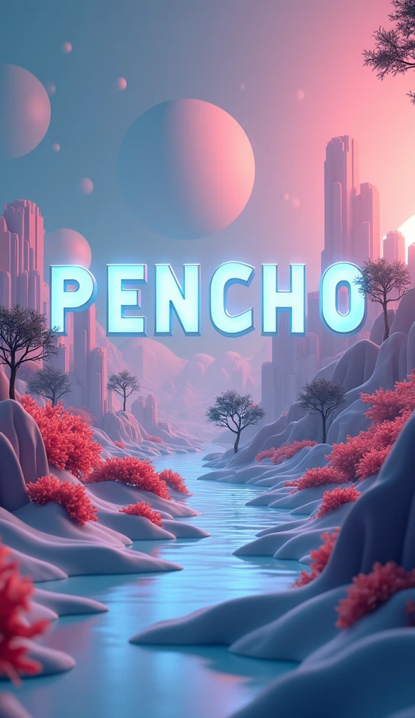 Intresting attractive game art background using the title "PENCHO",  keep it simple, don't use characters 