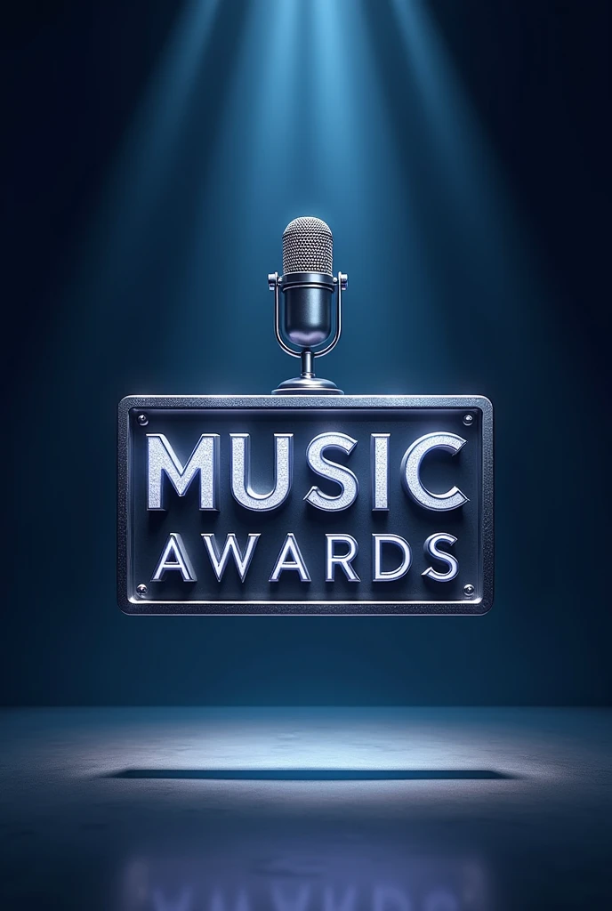Make logo frame for event the title of event is the  music inspo put a mic at the top of title make it more realistic and 3d the color is blue and silver 