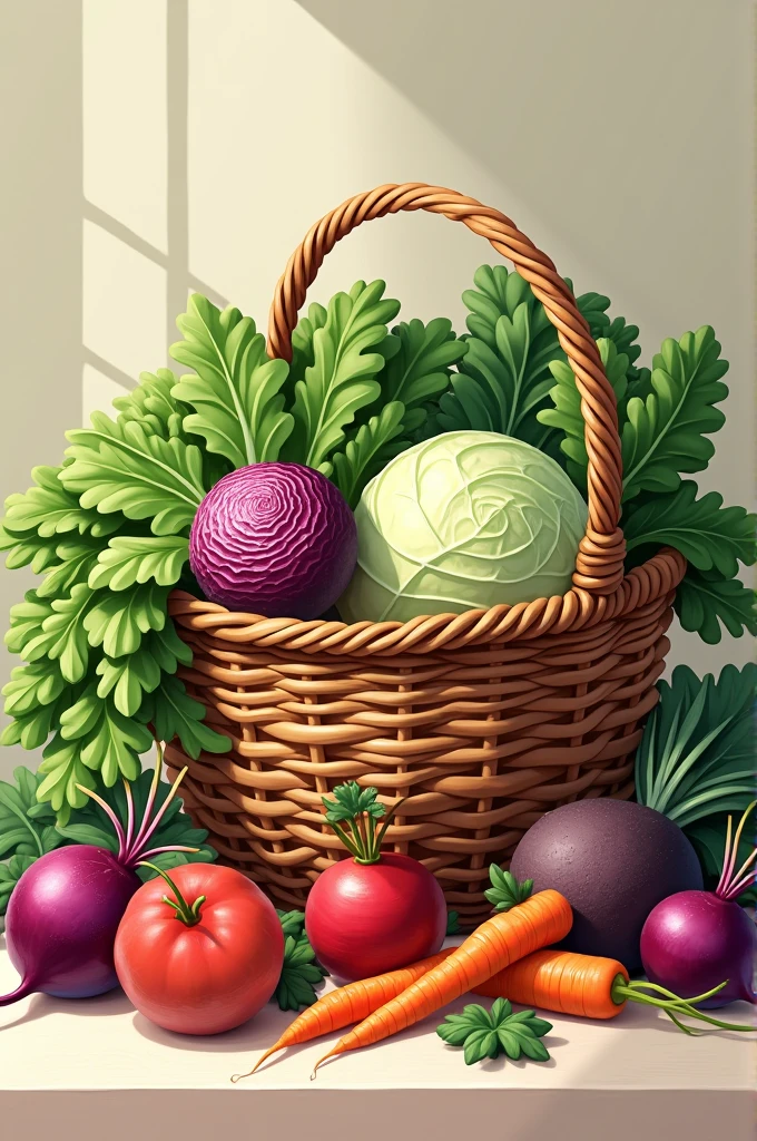 Uka basket with cabbage : beet : carrot : lettuce