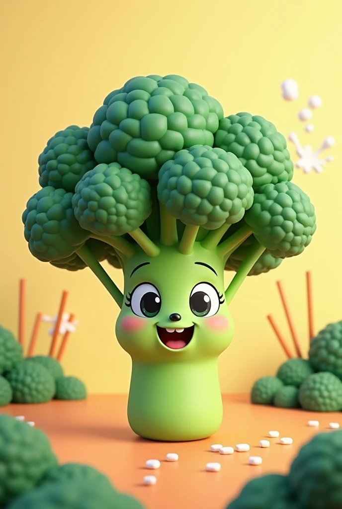 Cartoon Broccoli with Face