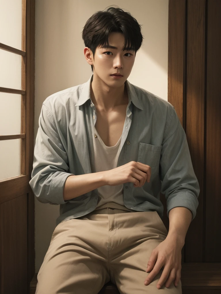 最high quality,masterpiece,High resolution,One Man、Men's Center,alone,Upper Body,View your viewers,whole body、 Relax、blush one's cheeks、sexy、High resolution, 最high quality, detail, 高いdetail, high quality, Very detailed, Textured skin, Ultra high definition, uncle、Mature Men、