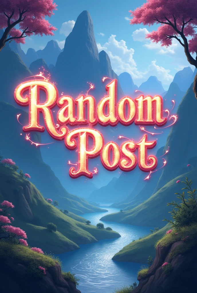 Make a 700 x 700 image with the text Random post in a fancy font with a light glow on them and in the background like genshin impact