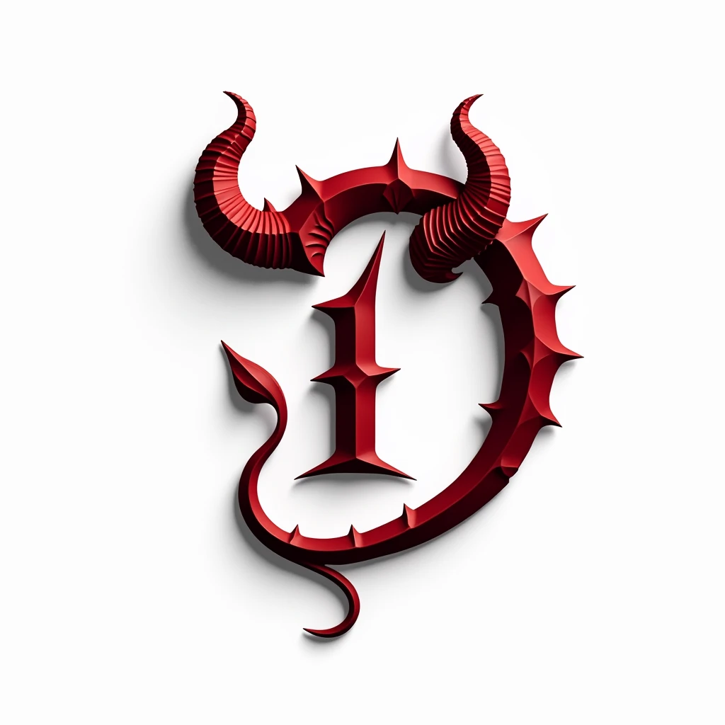 (logo design) sexy evil logo, a sexual striking red letter D, adorned with demon horns, and a sinuous demon tail extending from the base, dynamic and bold, emphasizing a dark theme, glossy finish, high-resolution, creating an impression of sexuality and power. White background.