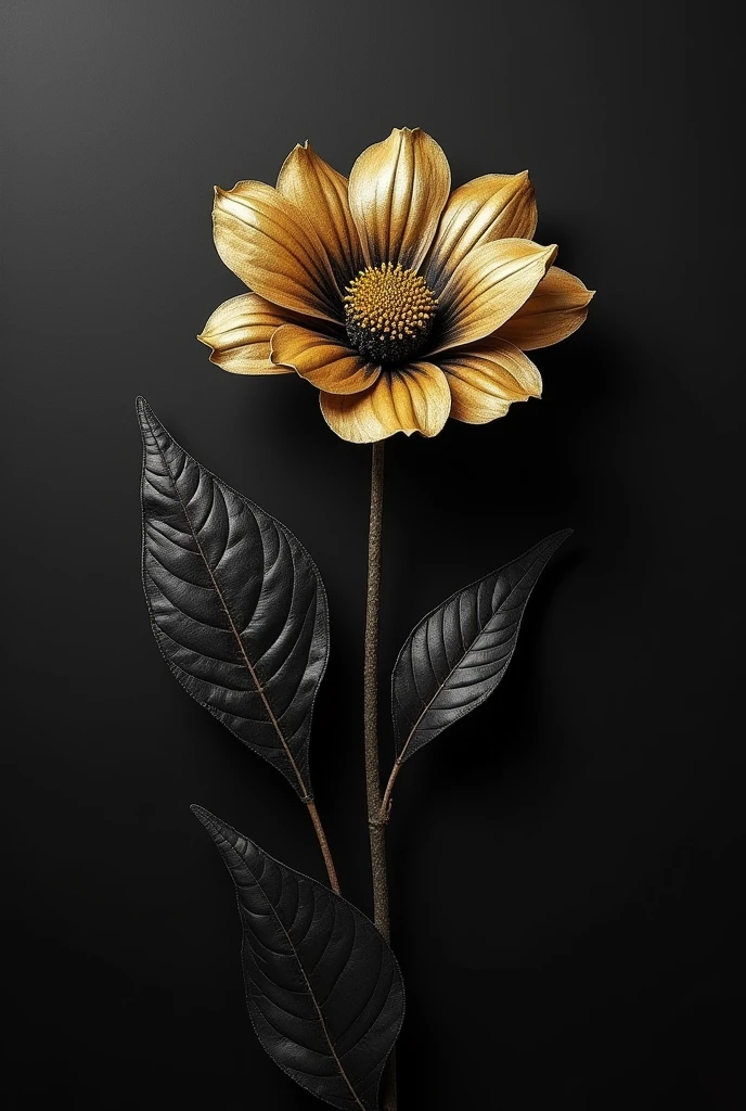 black background with a plant a golden and black luxury black gold flower wall art canvas painting nordic