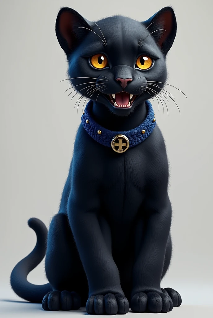 a baby panther, with a dark blue collar, in png, with the best quality, realistic