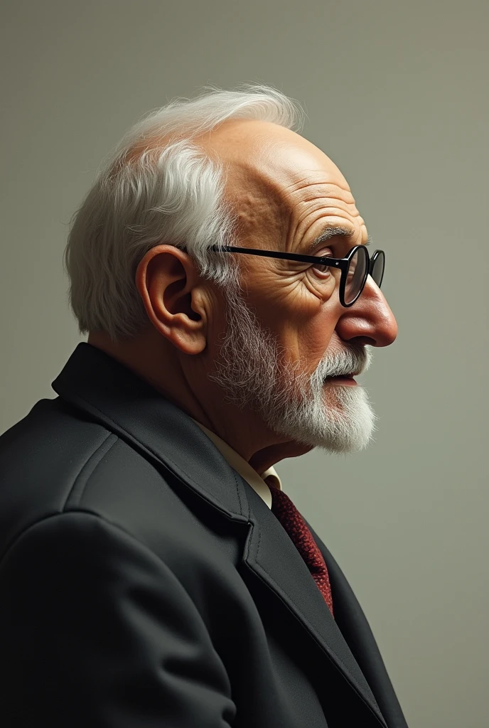 Old man in profile with a Greek nose and glasses without a beard
