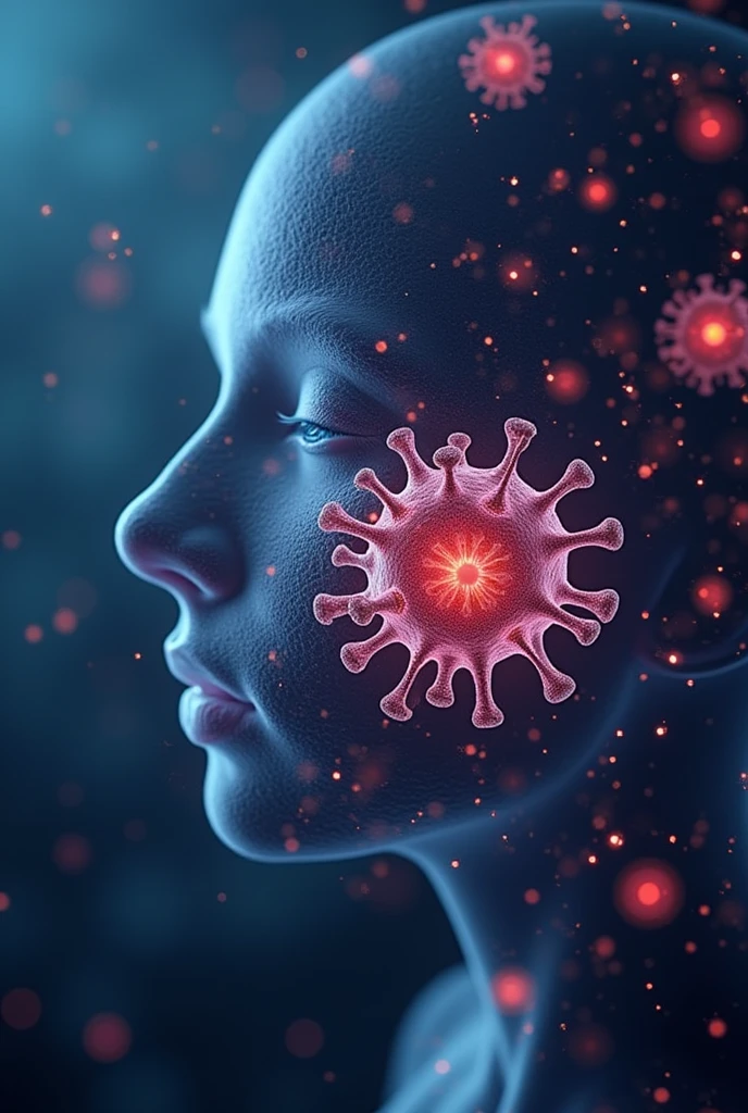 immune system with AI to help detect abnormalities, put the AI on the side as if it were seeing the anomalies in the immune system
