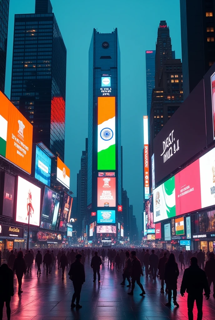 ew your city time square all boards showing Indian flag on all screens 