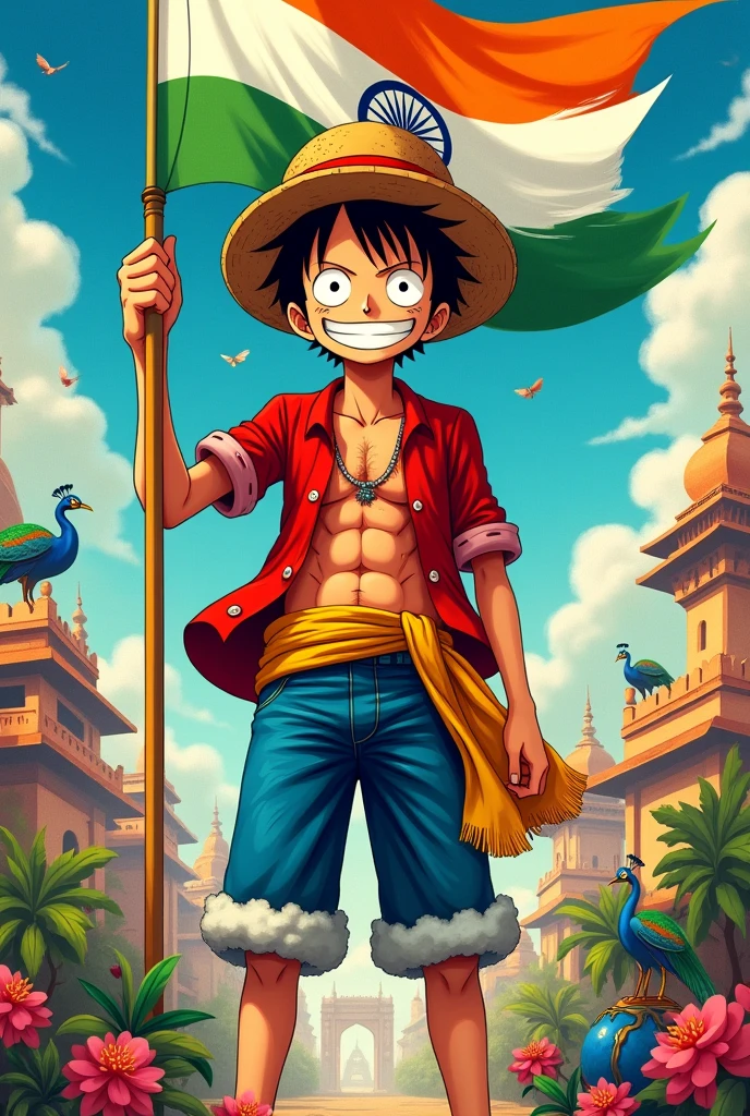 Luffy with indian flag