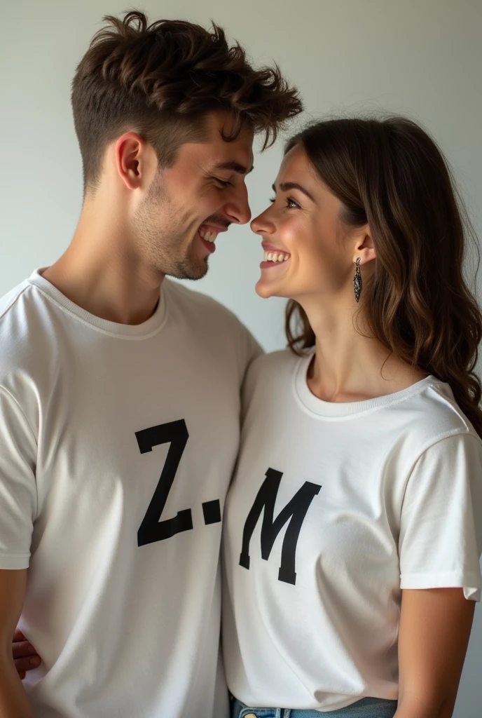 Boy Tshirt Z letter and girl tshirt M letter couple photo