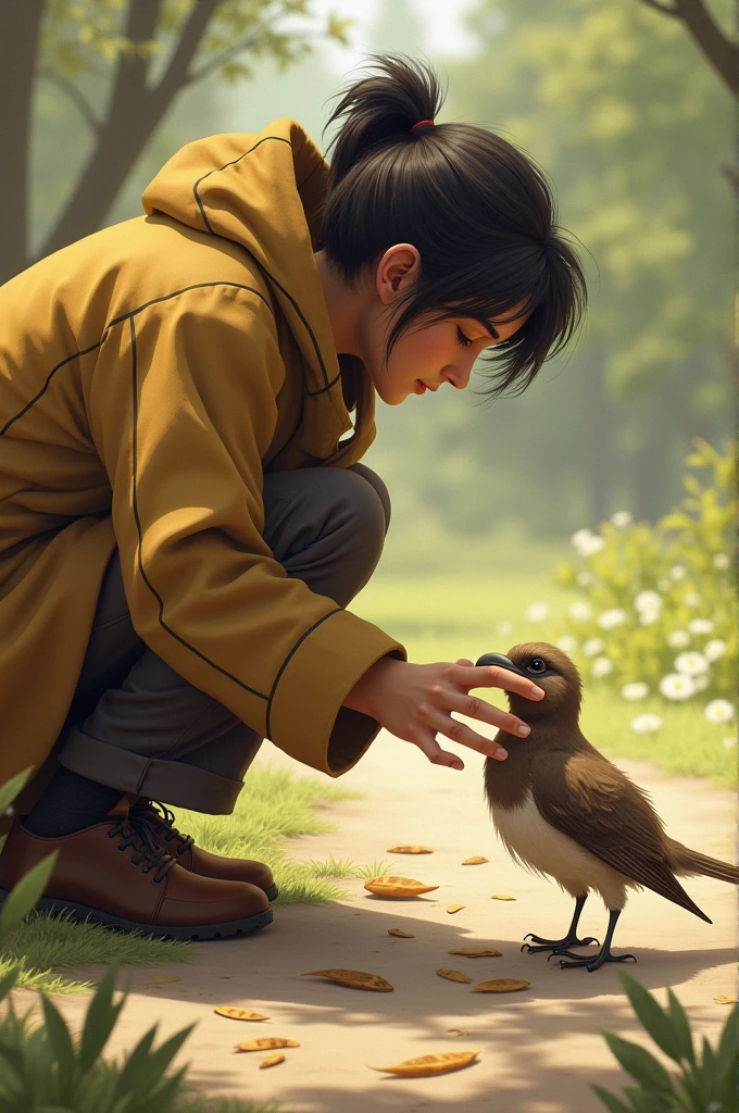 The bird couldn't fly, so Ramu decided to take it home.