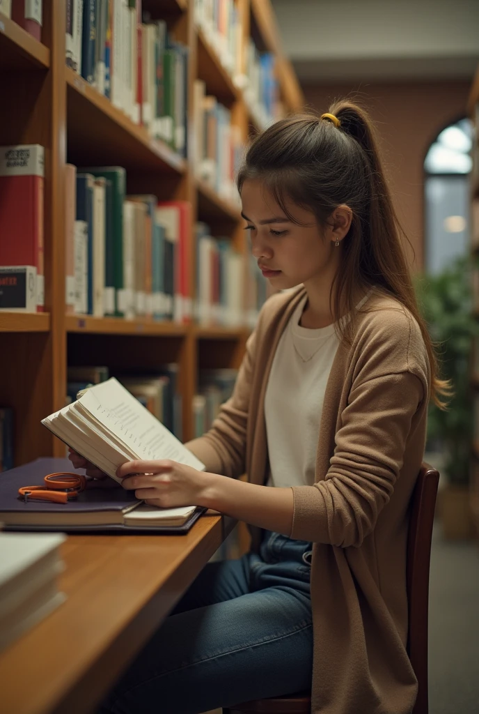 Girl sitting in the library