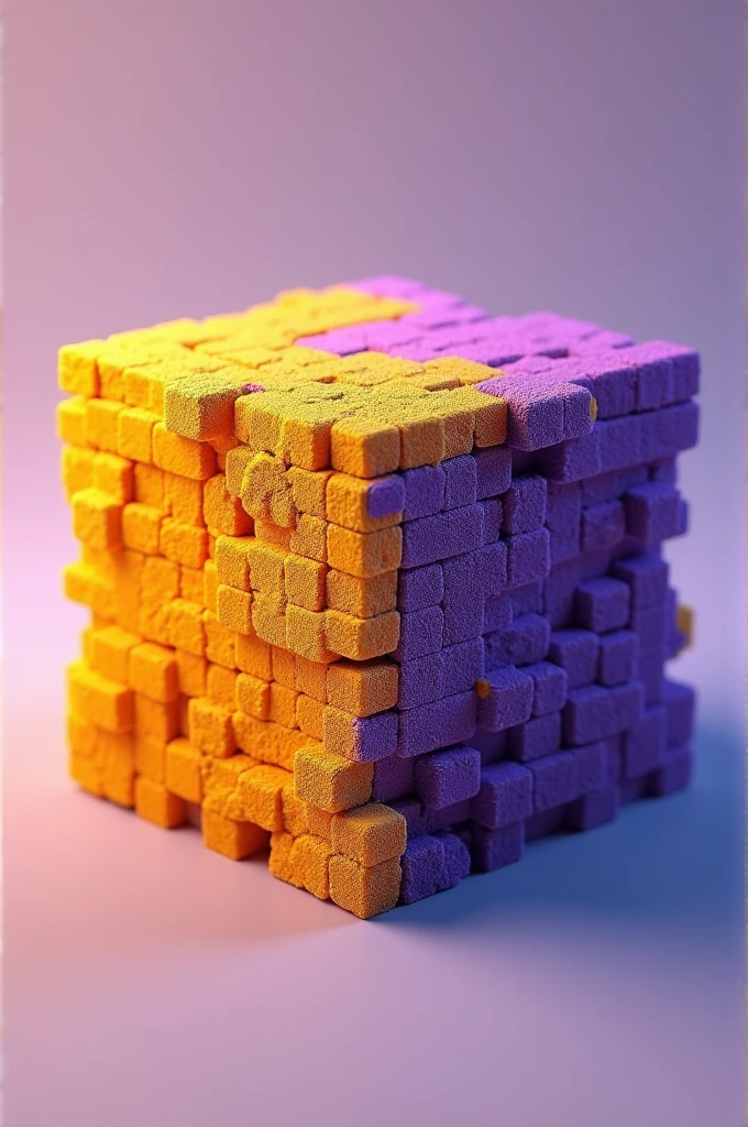 Yellow and purple Minecraft grass block