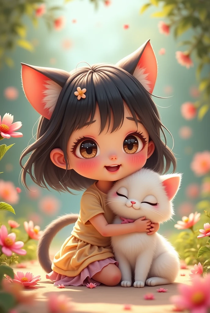 AI genereted AI cute
girl with CAT