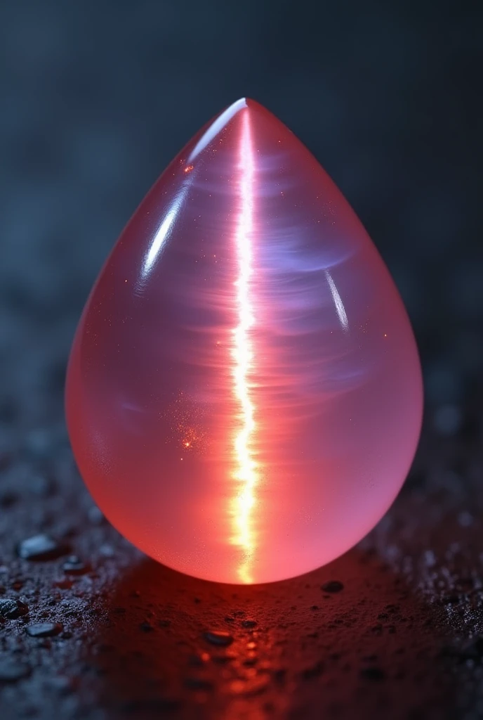 Cat&#39;s Eye Moonstone Shaped Gem, red and violet gradient