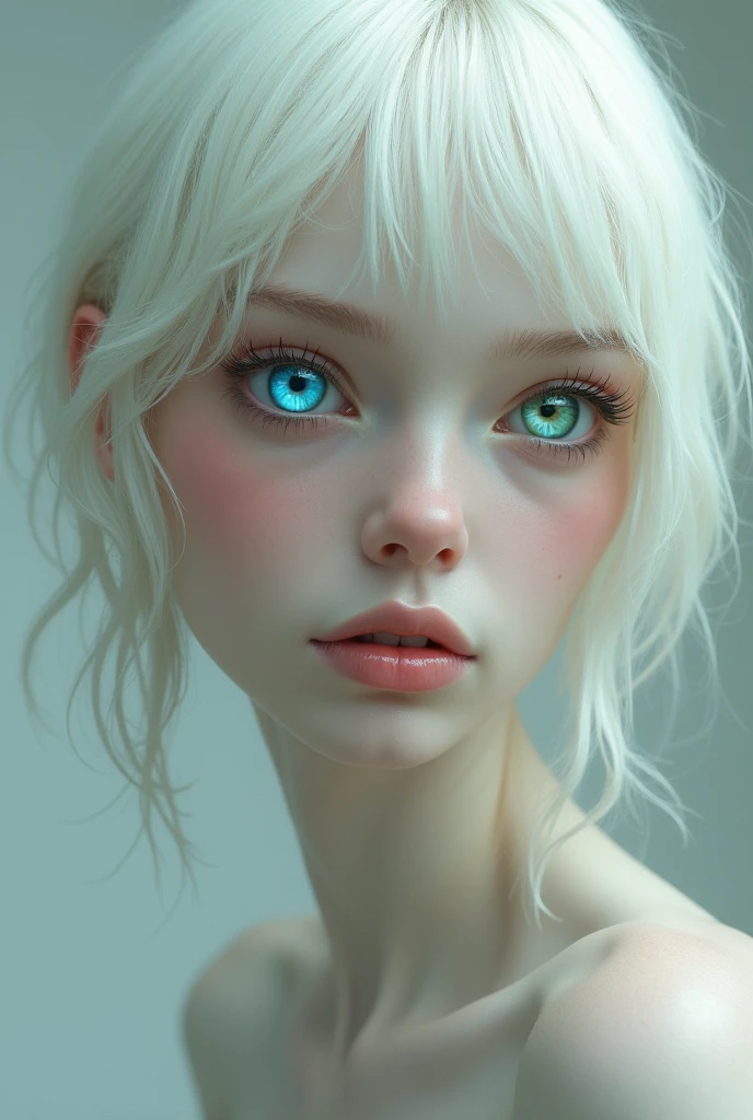 Albino woman with heterochromia