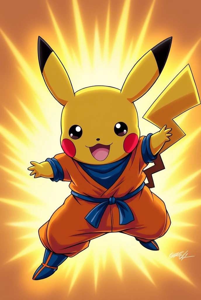 Give me a Pikachu in a Goku suit throwing a Kamehameha with this resolution 112 x 112 and 4096 x 4096 pixels and squared