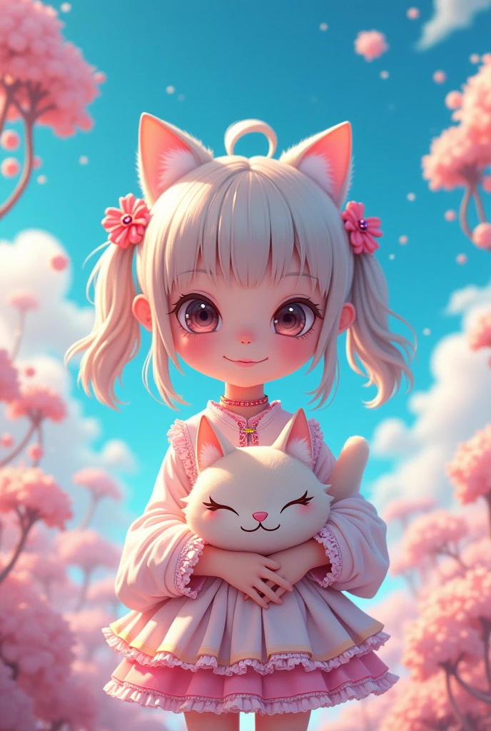 AI genereted AI sweet
 girl with CAT 