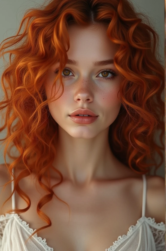 curly redhead with brown eyes