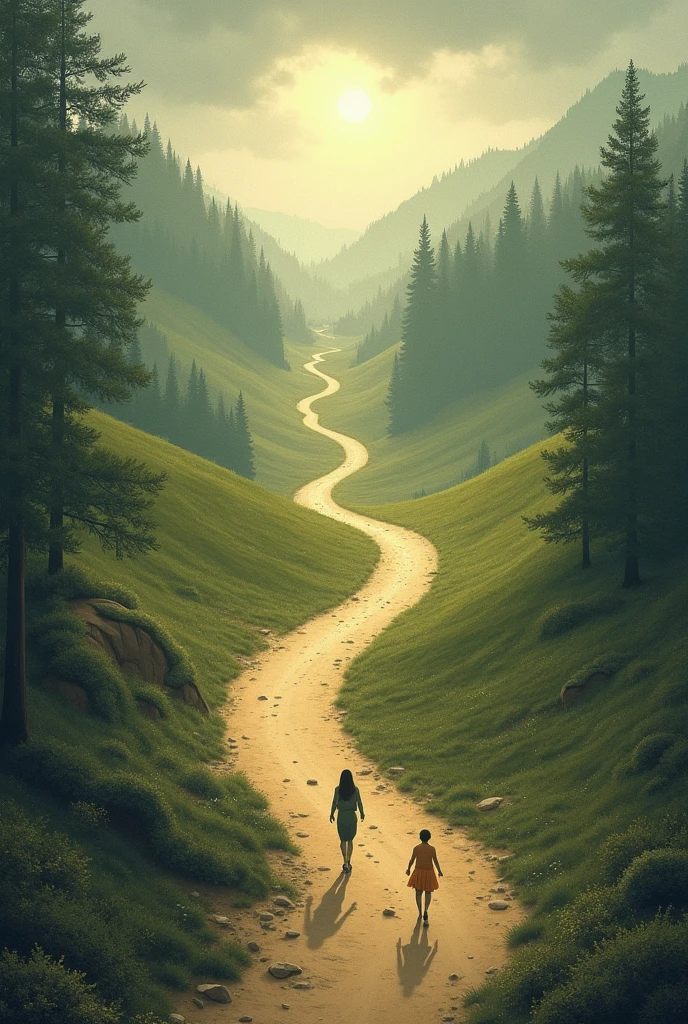 A path with representations of the path of life