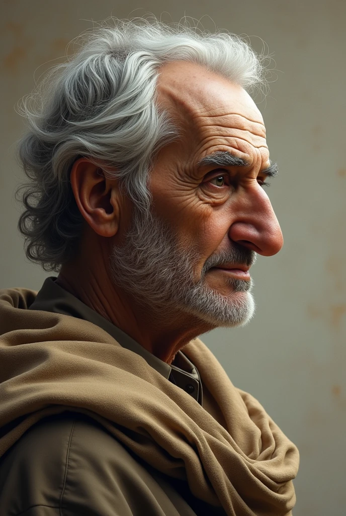 Old man with Greek nose in profile