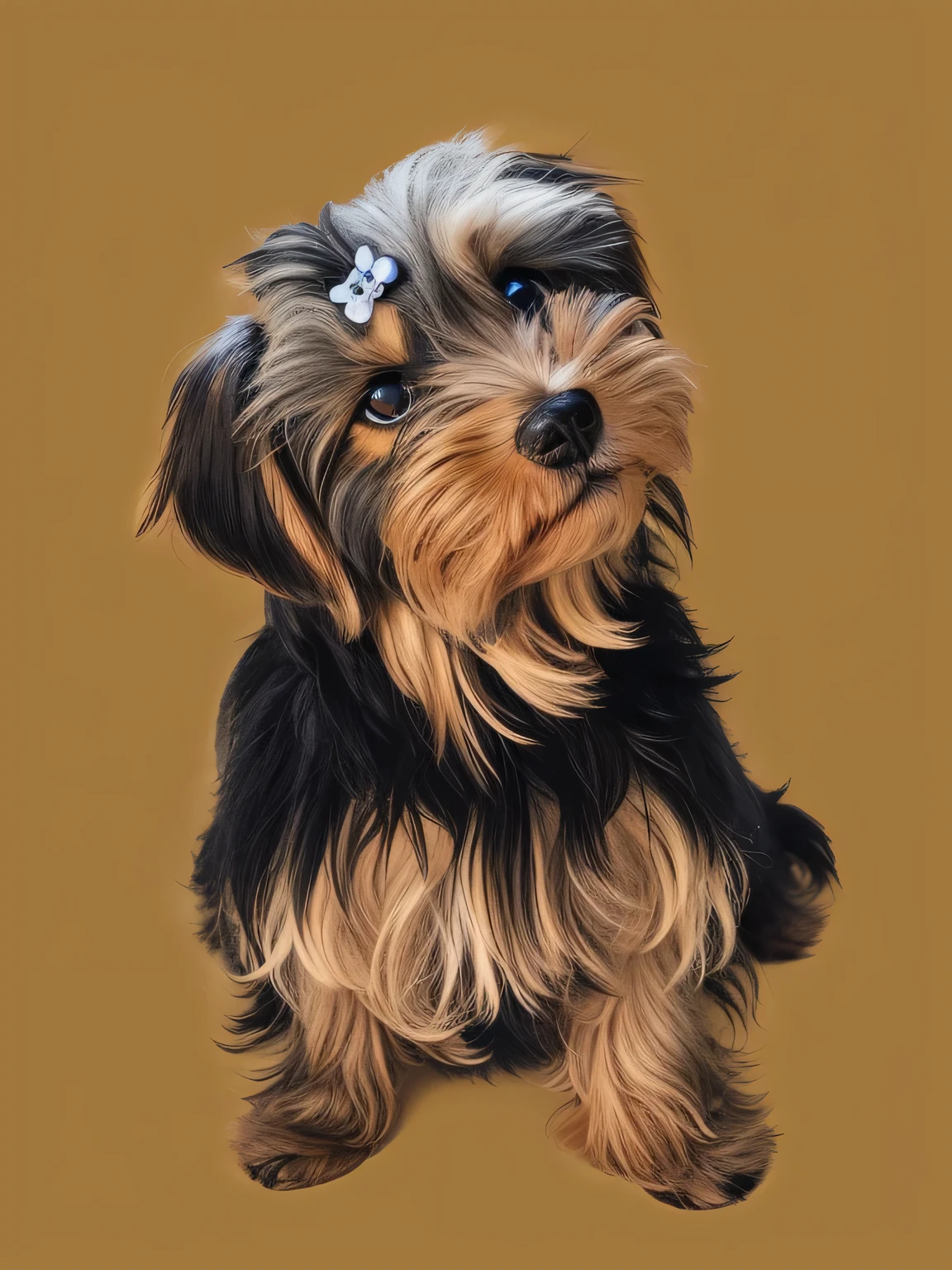 a very cute furry dog, hair drawn like cartoons, Perfectly drawn Eyes, eyes like a cartoon, gorgeous eyes, perfects eyes, She is very happy, She is smiling, the image is very detailed