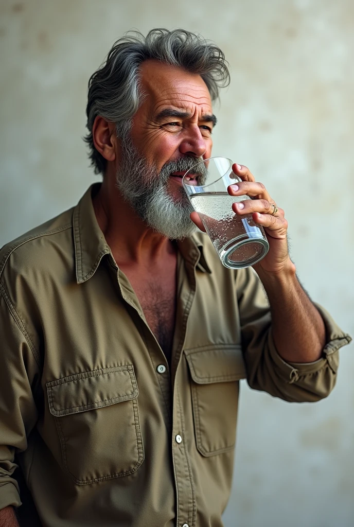 A man drinking water