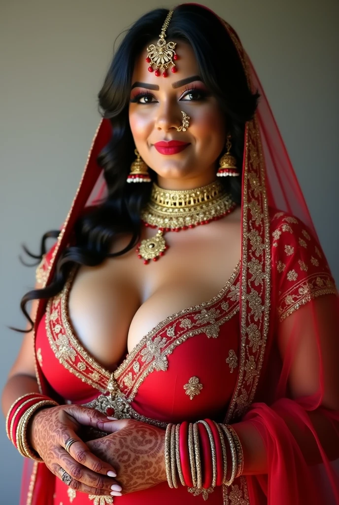 Full Body Picture, in MEHANDI HENNA TATTOO ON BOTH HANDS, Indian bride underarms, SHOWING HER ARMPITS, BBW ,In Veil , Wet curvy, busty Desi Mommy in BIKINI and showing her big showing cleavage inside BIKINI sleeveless blouse and Nose Ring, many bangles in both hands,Earings, Necklace ,Lipstick ,Navel,Indian, Chubby, showing her curves ,