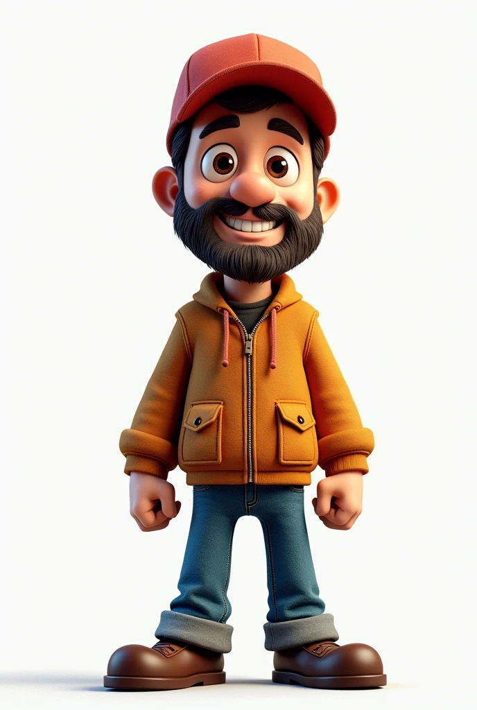 drawing of a man, in mascot form, 3d pixar style, for a company that resells tractor tires