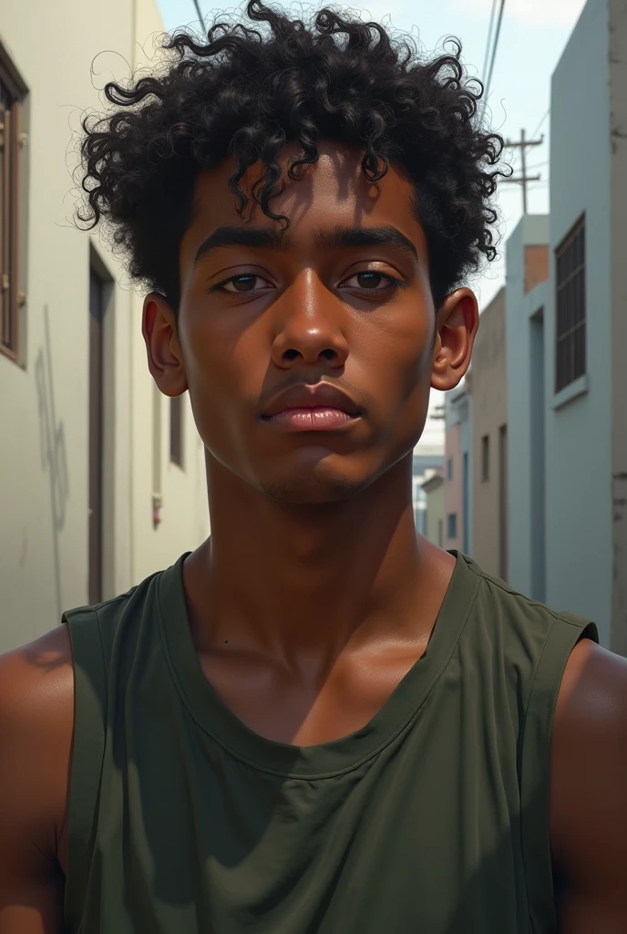 **name:** Jose Goncalves
**physical description:** 16 yrs old, brown skin, short curly hair, tall and athletic.
**Social Context:** Lives in a peripheral community with his mother and younger brother. He is respected at school and in the community for his social involvement..
**Social Action:** Member of a youth collective and an NGO that promotes education and sports for children and teenagers.
**Theme of Action:** Social justice and equal opportunities, focusing on education and combating violence.
**Personality and Conflicts:** determined, empathic, and gritty. Dreaming of studying Law. He faces the stigma of being the son of a prisoner and the conflict between being a youth leader and dealing with his own insecurities..