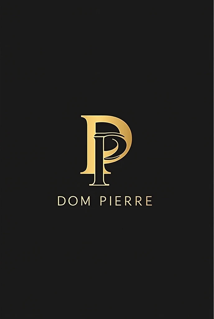 A black and gold logo for a men&#39;s store called Dom Pierre, add overlapping letter 
