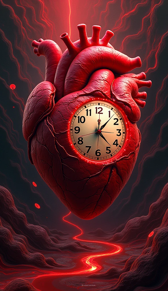 A heart with a clock