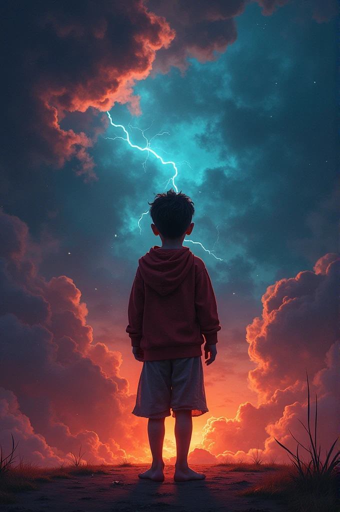 Background space and mahadav most angry, and lighting,most colourful , and young boy pray