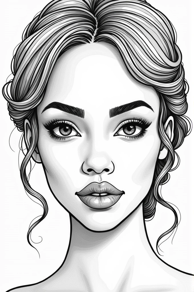 Beautiful African American coloring page, photorealism,16K realism, Hyper-realistic, bold line art