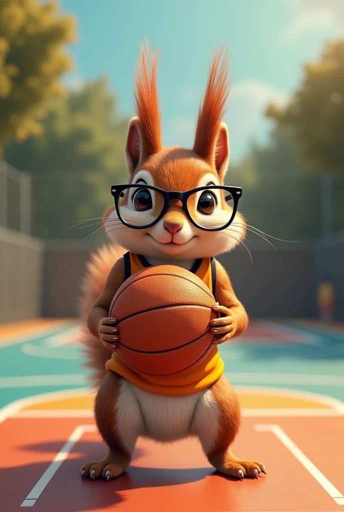 Basketball squirrel with glasses
