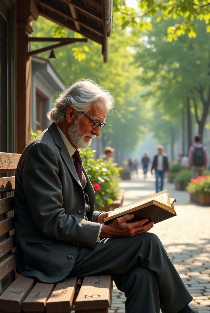 Old man reading a book sitting on a bench in the park. 

A young cashier in a supermarket. 

Owner of a corner store. 

